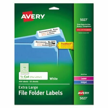 AVERY DENNISON LABEL, XL FF 1/3 CUT, WHT 5027